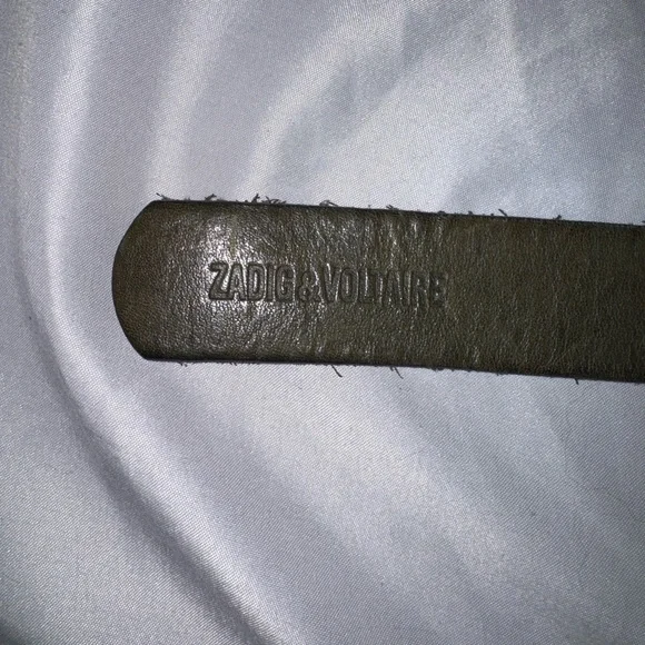 Zadig & Voltaire Olive Green Leather Studded Belt with Metal Buckle size T1 (M) - Picture 5 of 14